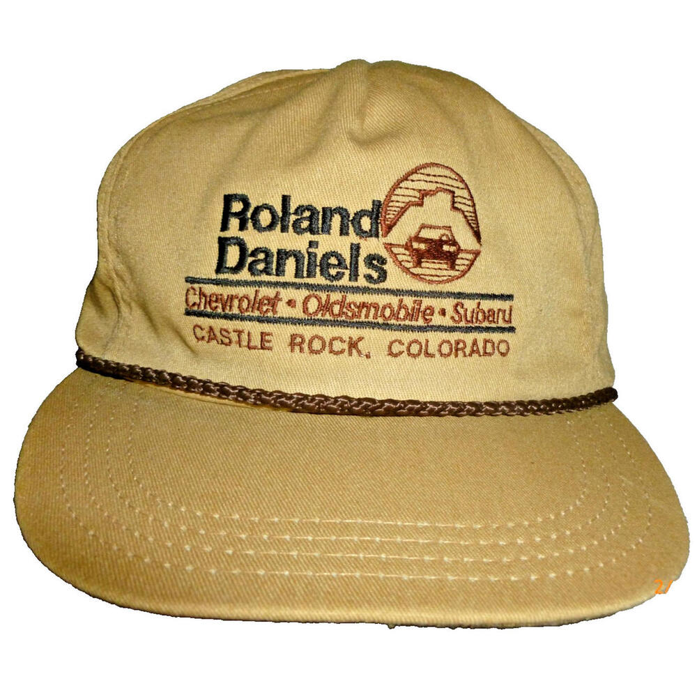 Vintage Hat Cap Snapback Roland Daniels Chevrolet Oldsmobile Dealer Subaru OS
